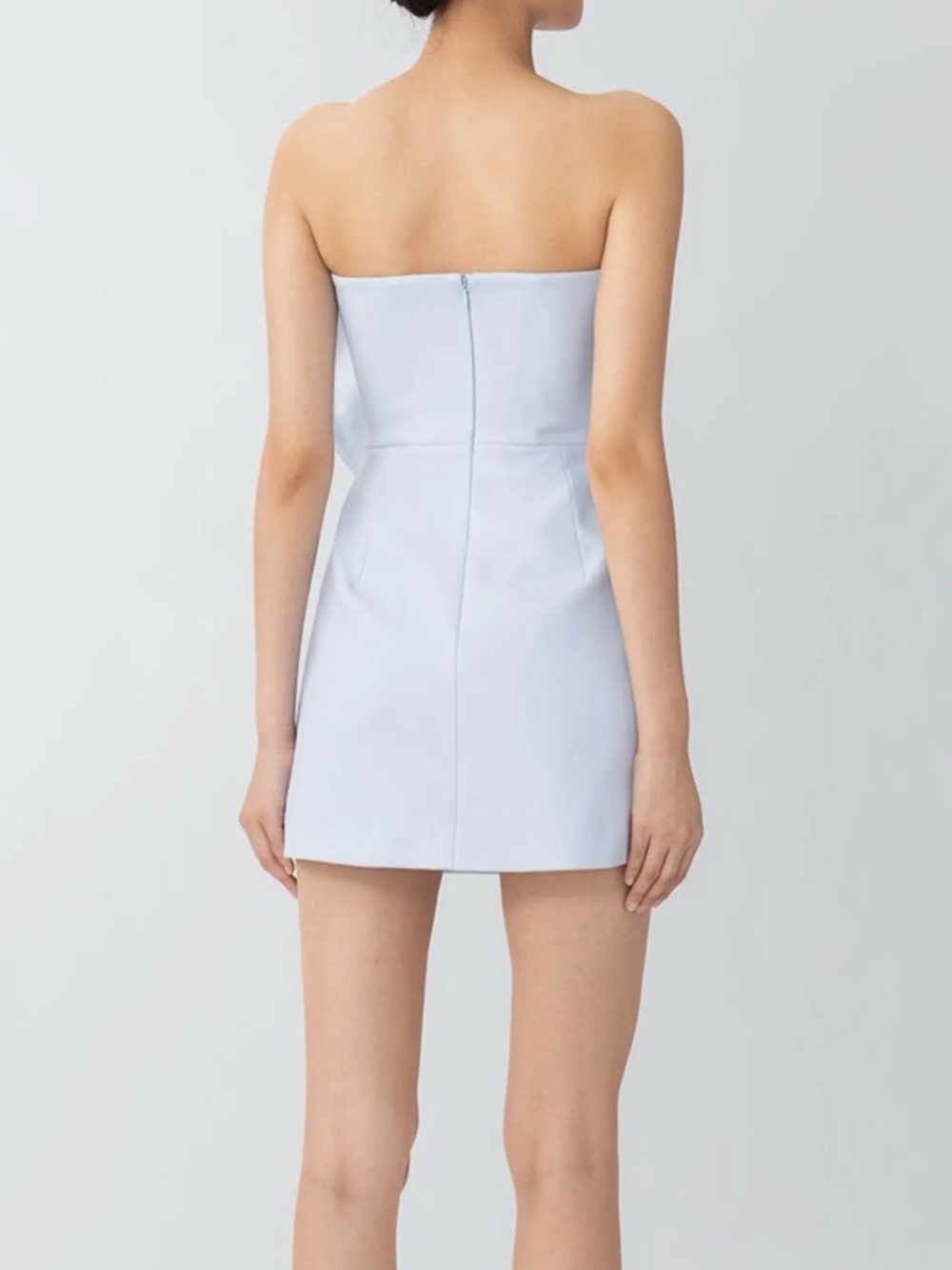 Sau Lee Strapless Mini Dress with Sculpted Bow in Light Blue - Picture 2 of 7
